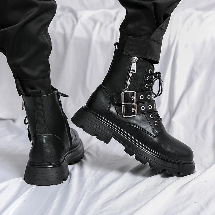 Punk Black Ankle Boots Dark Tiger