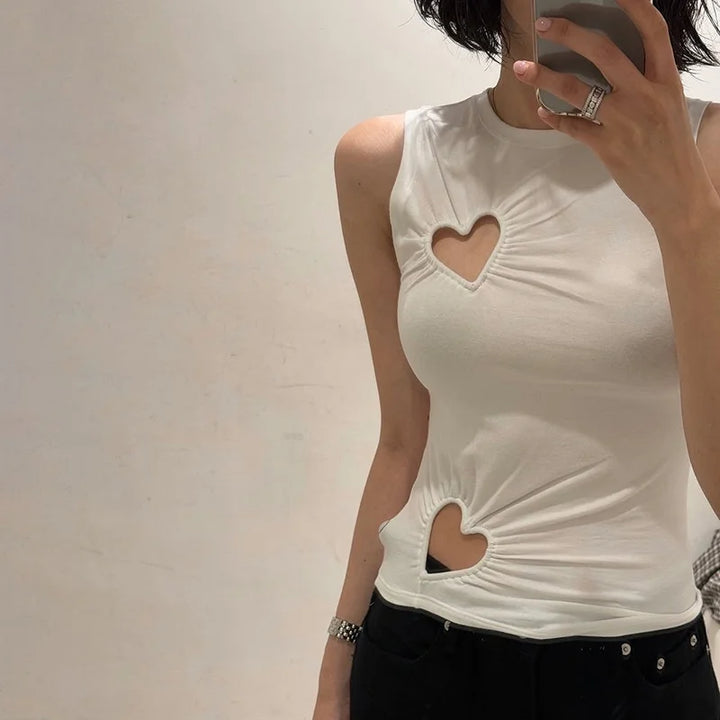 Casual Heart Crop Top Dark Tiger