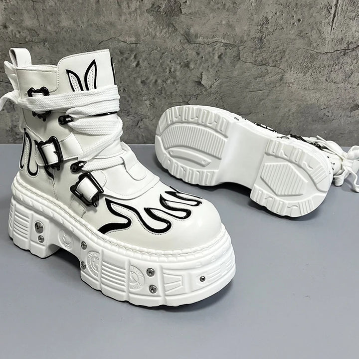 Punk Warm Platfrom Boots Dark Tiger