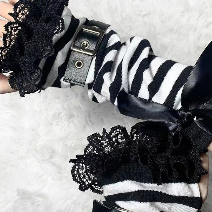 Gothic Grunge Patchwork Fingerless Arm Warmer Dark Tiger