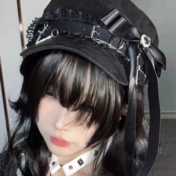 Gothic Lolita Eco Leather Beret Dark Tiger