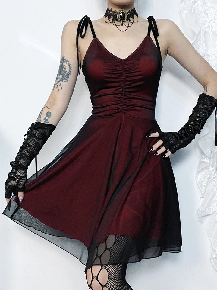 Gothic Elegant Dark Red Dress Dark Tiger