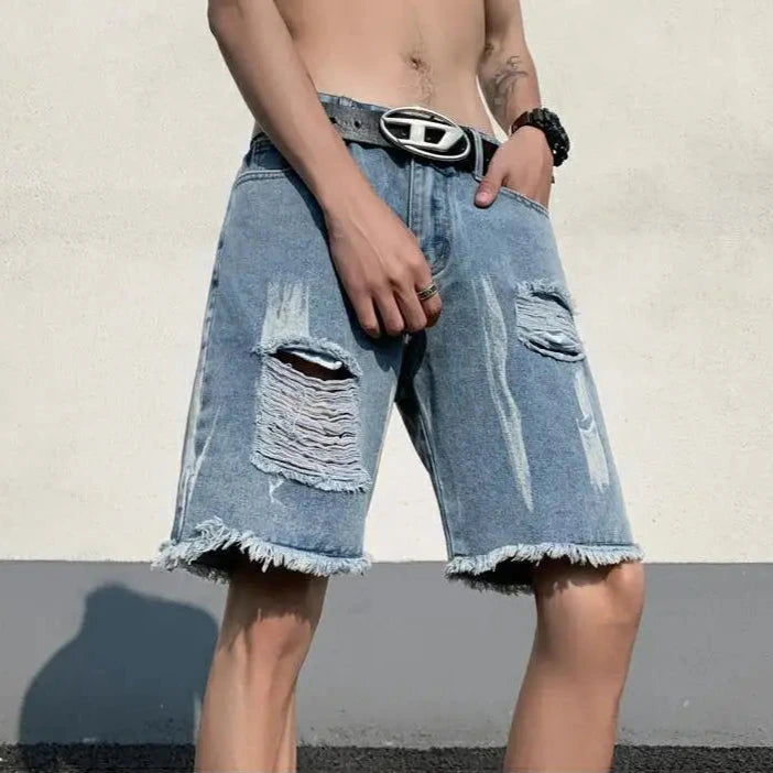 Dark Grunge Ripped Shorts Dark Tiger