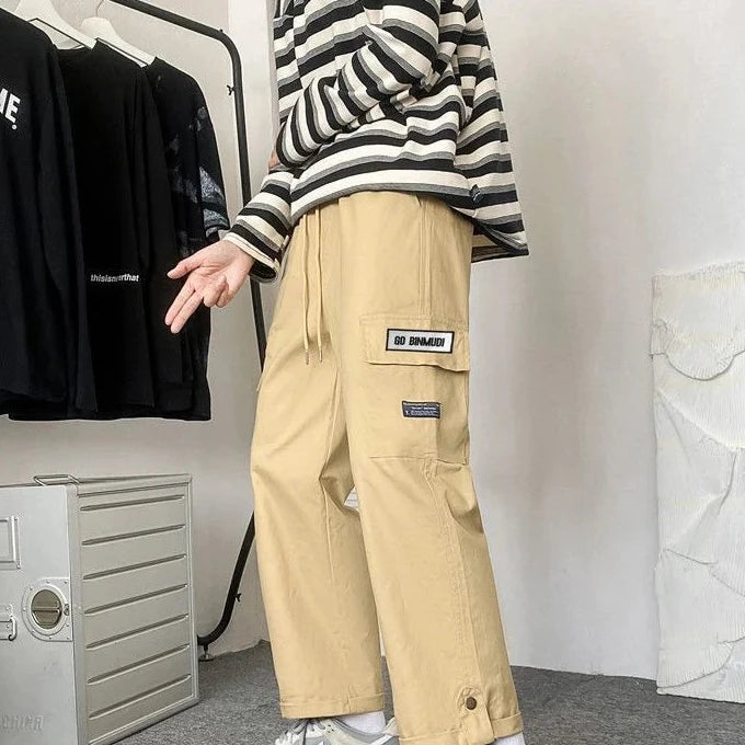 Casual Wide Leg Cargo Pants Dark Tiger