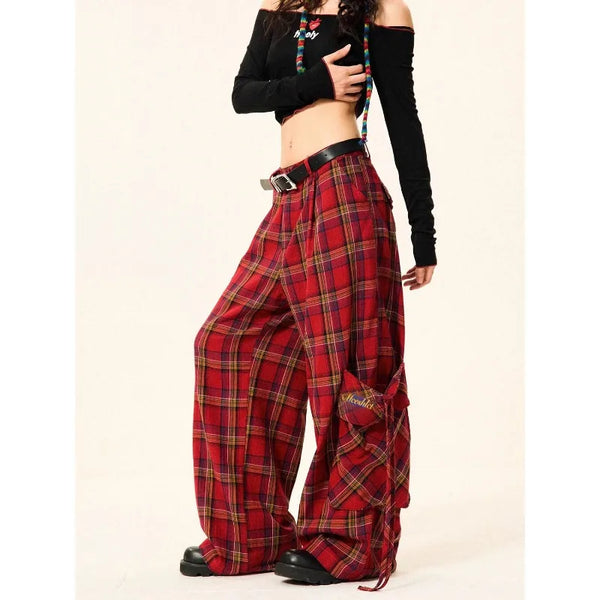 American Checkered Casual Pants Dark Tiger