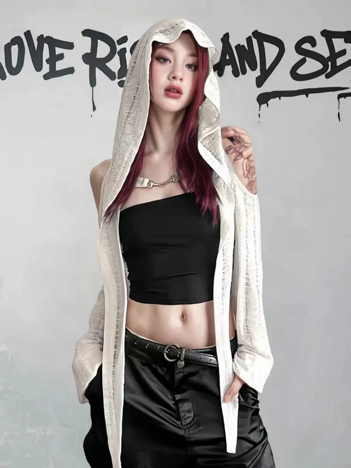 Dark Longsleeved Hooded Cape Dark Tiger