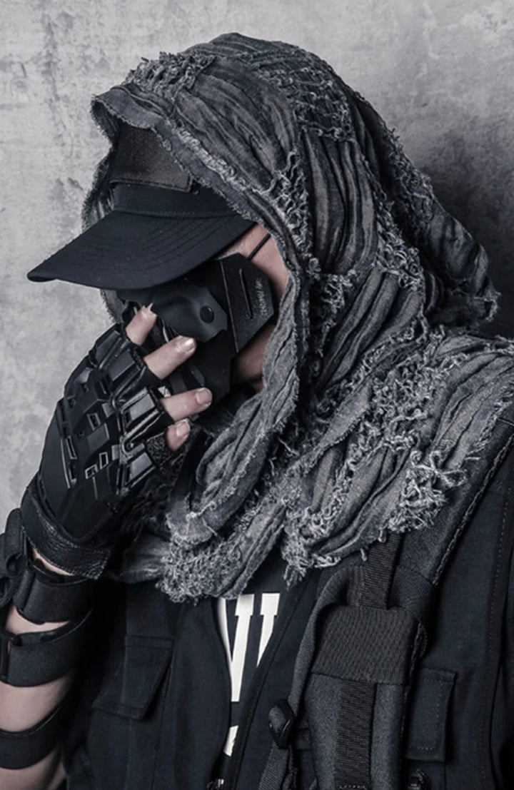 Vintage Techwear Plaid Scarf Dark Tiger