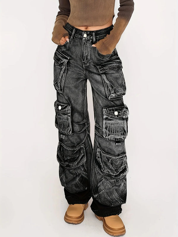 Dark Multi-Pocket Washed Pants Dark Tiger