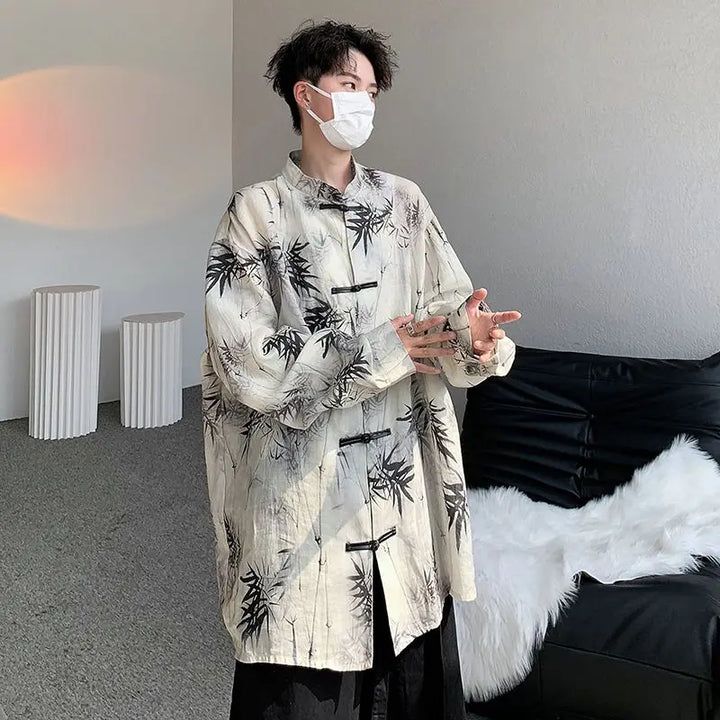 Chinese Style Oversized Shirt Dark Tiger