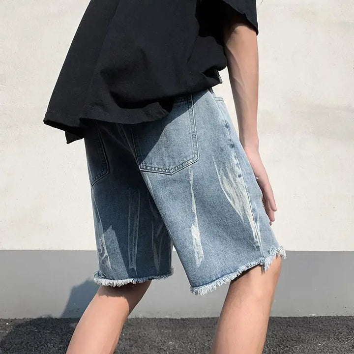 Dark Grunge Ripped Shorts Dark Tiger