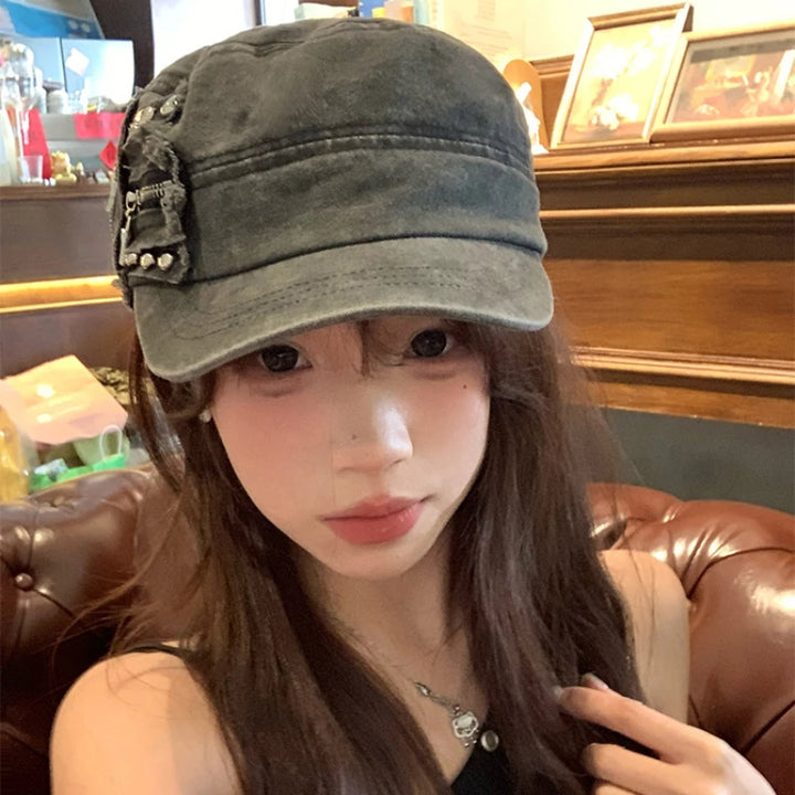 Y2K Washed Basball Cap Dark Tiger