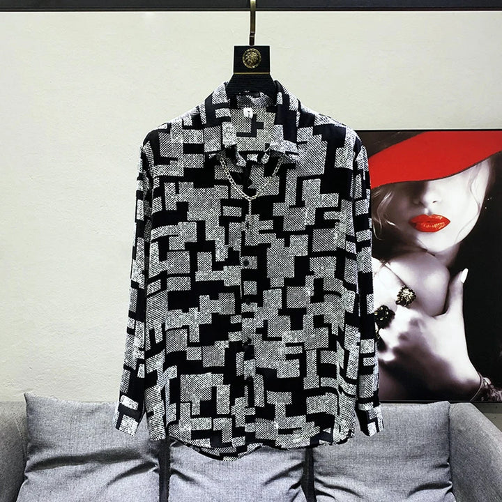 Printed Casual Long Sleeve Shirt Dark Tiger