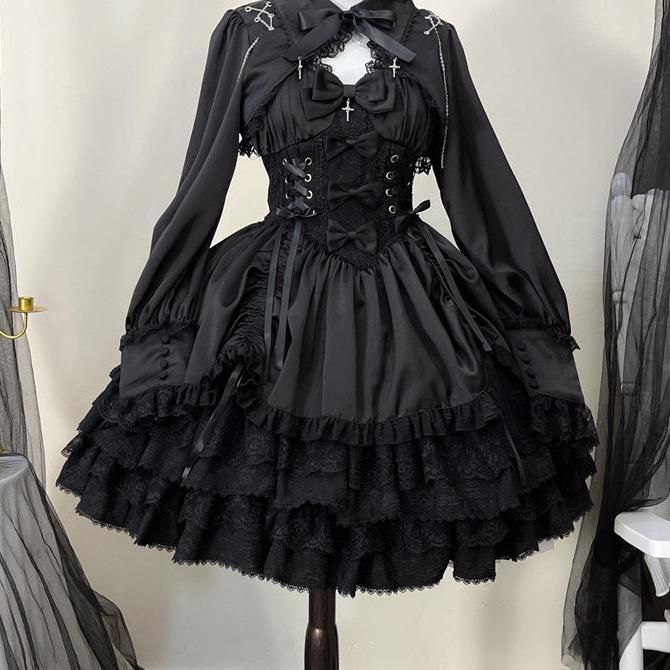 Gothic Lolita Slim Lace Dress Dark Tiger