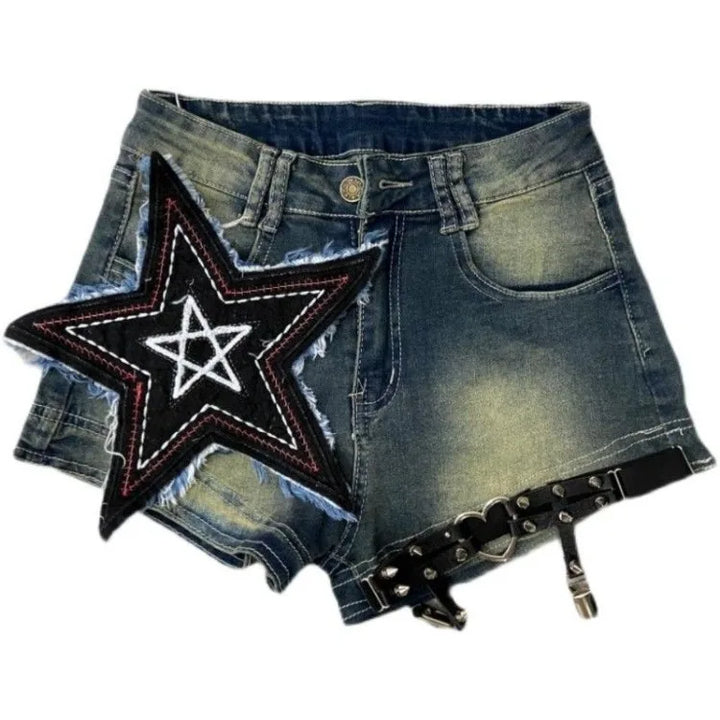 Y2K Grunge Star Shorts Dark Tiger