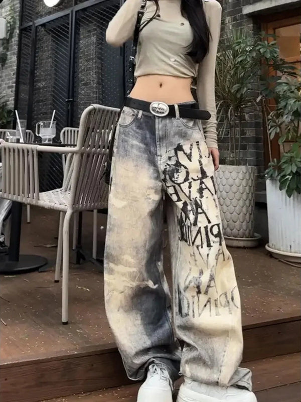 Y2K Washed Wide Pants Dark Tiger