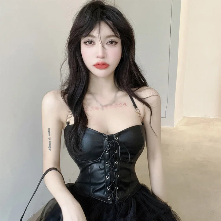 Dark Corset Style Tank Top Dark Tiger