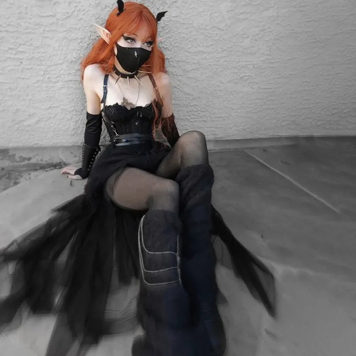 Gothic Style Irregular Skirt Dark Tiger