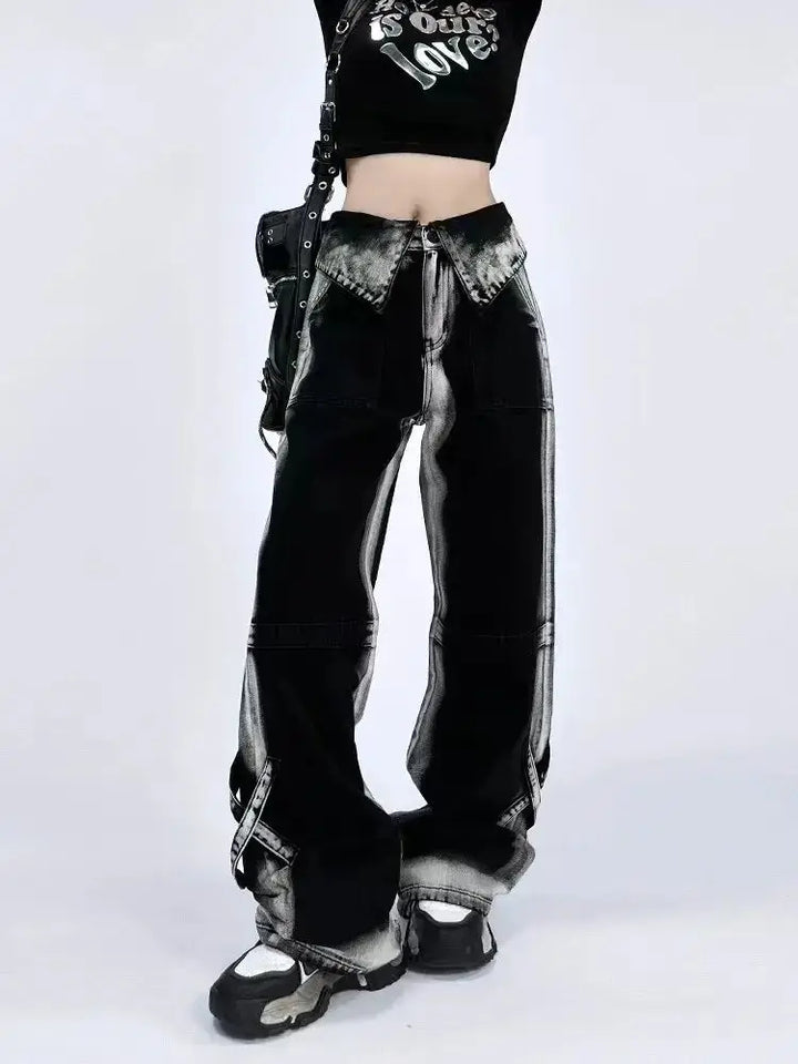 Dark Y2K Wide Jeans Dark Tiger