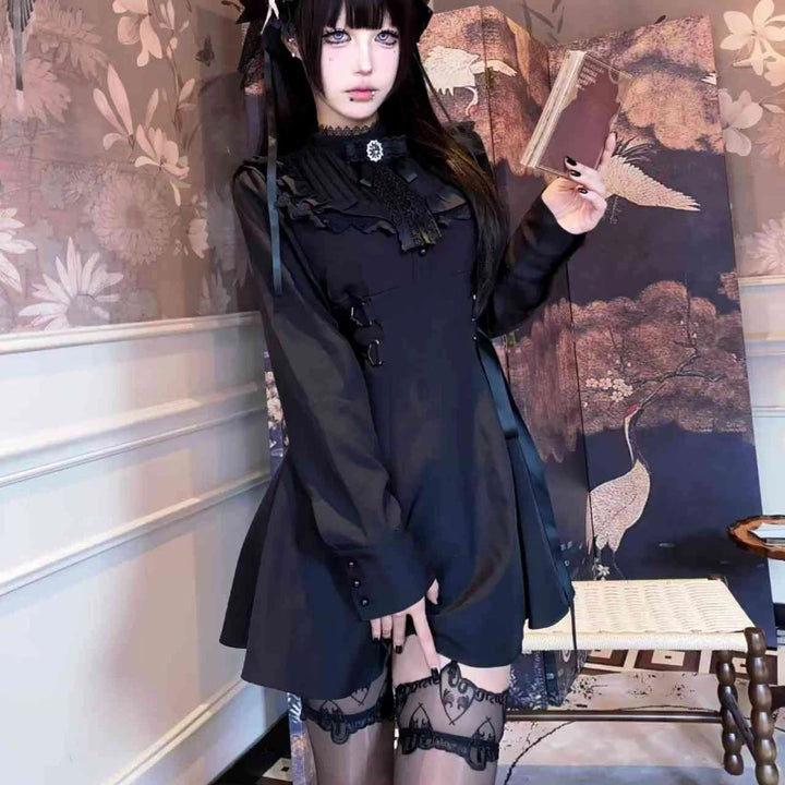 Japanese Gothic Style Mini Dress Dark Tiger