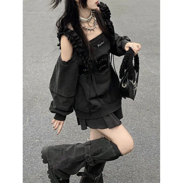 Gothic Harajuku Outfit Set - Dress & Leg Warmers Dark Tiger