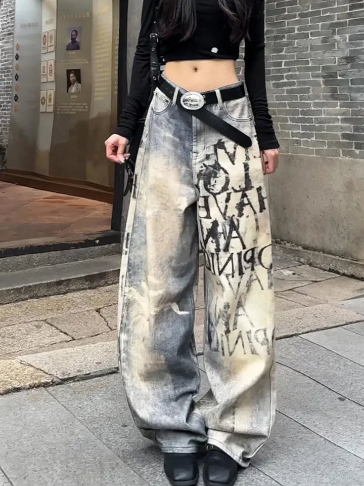 Y2K Washed Wide Pants Dark Tiger