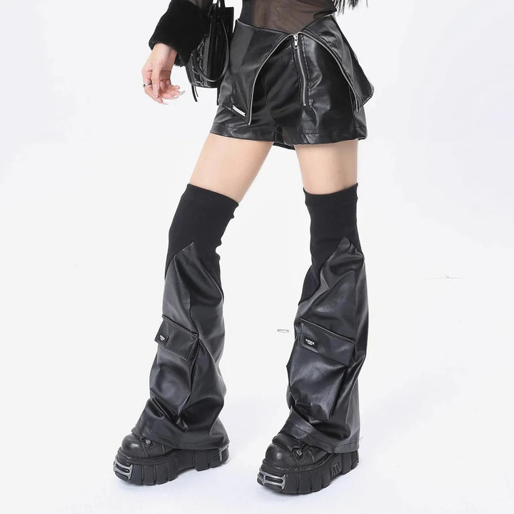 Y2K Leather Leg Warmers Dark Tiger