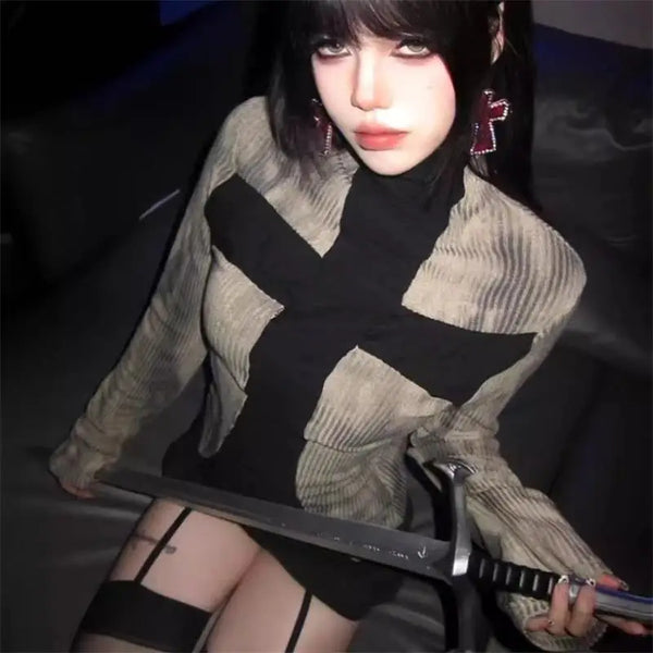 Vintage 2000s Longsleeve Shirt Dark Tiger