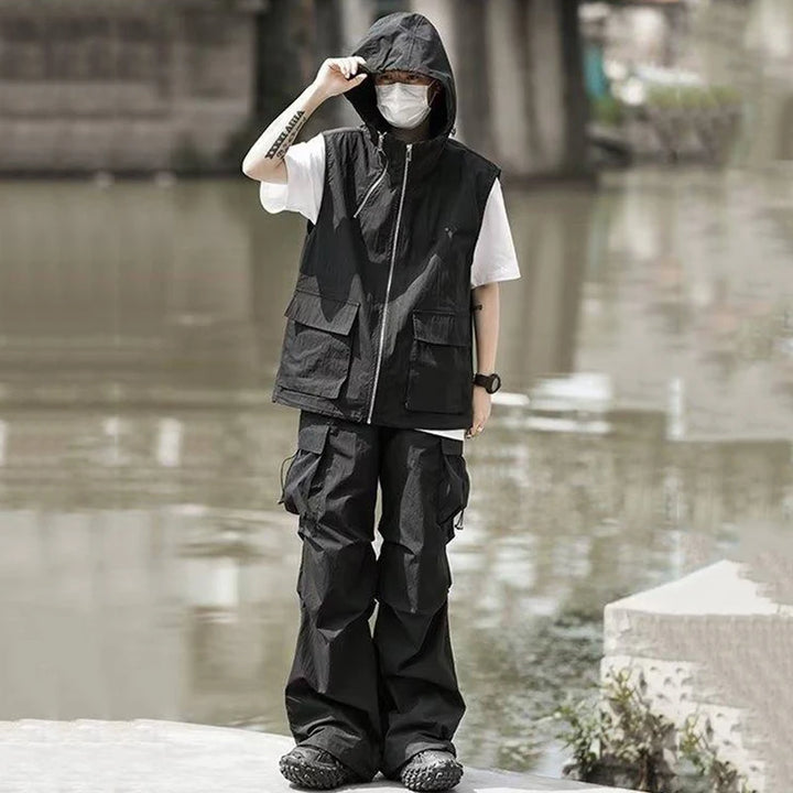 Urban Cargo Outfit Set - Hooded Vest & Pants Dark Tiger