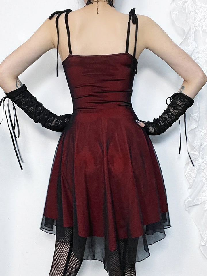 Gothic Elegant Dark Red Dress Dark Tiger