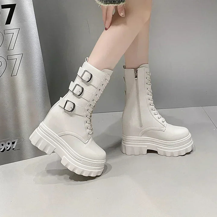 Dark Chunky Motorcycle Boots Dark Tiger