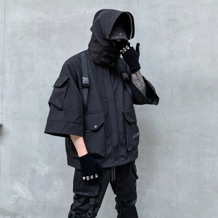 Cyberpunk Black Cargo Jacket Dark Tiger