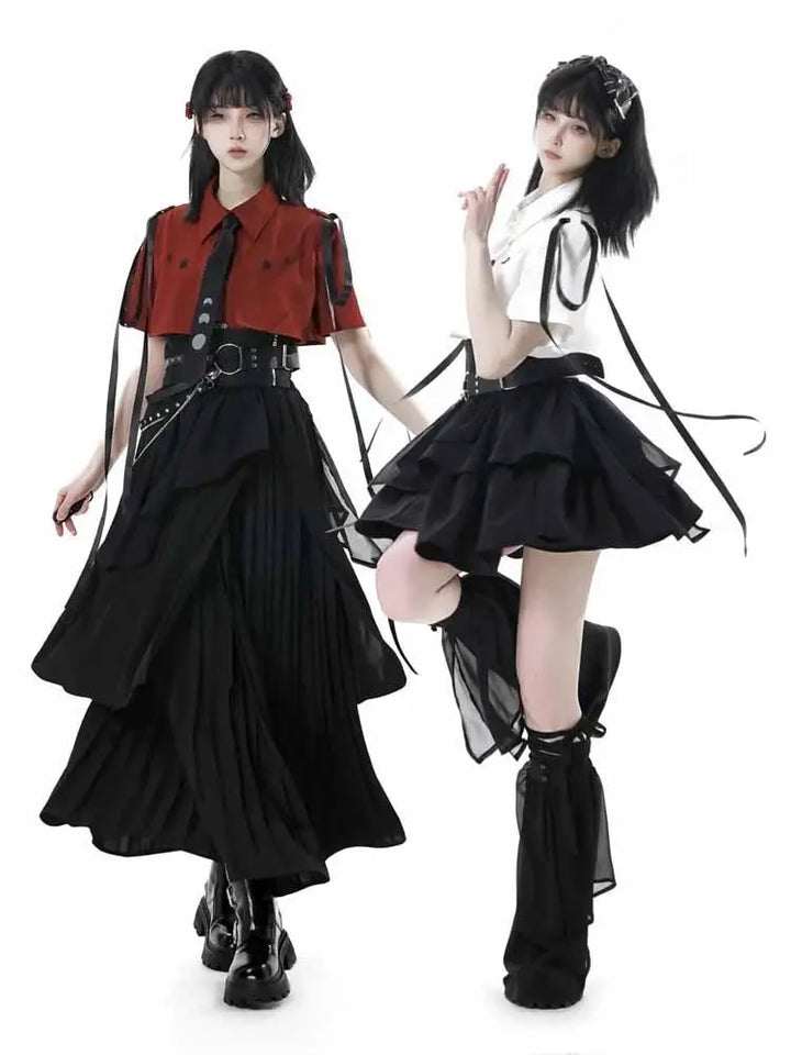 Vintage Outfit Set - Shirt & Skirt Dark Tiger