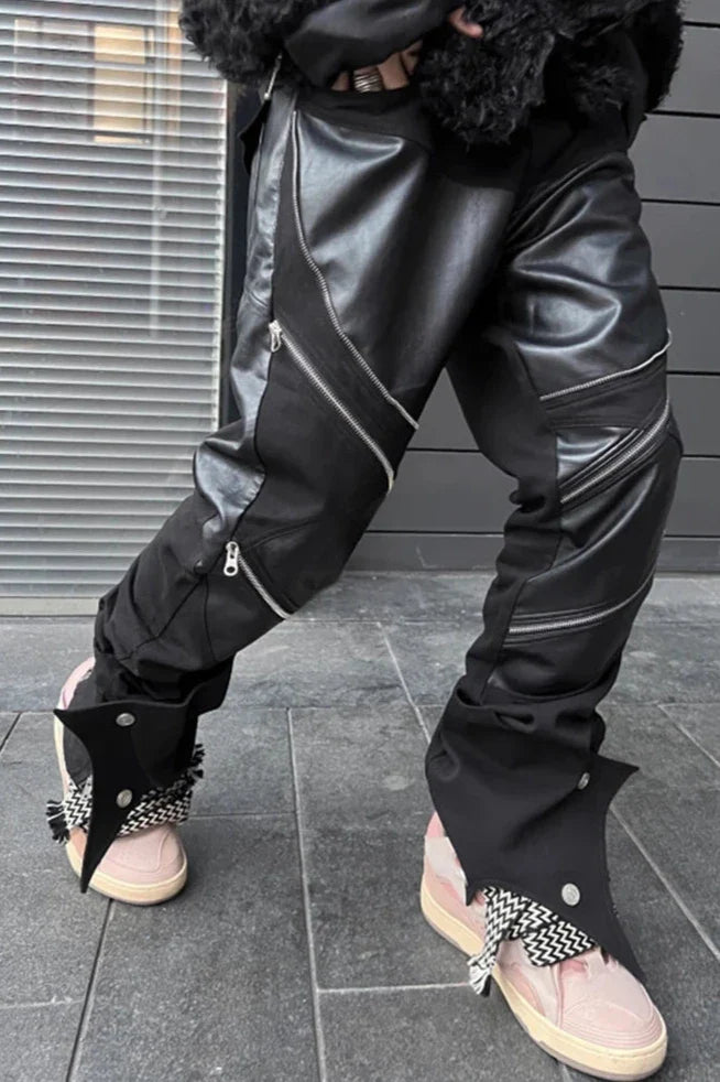 Gothic Slim Leather Pants Dark Tiger