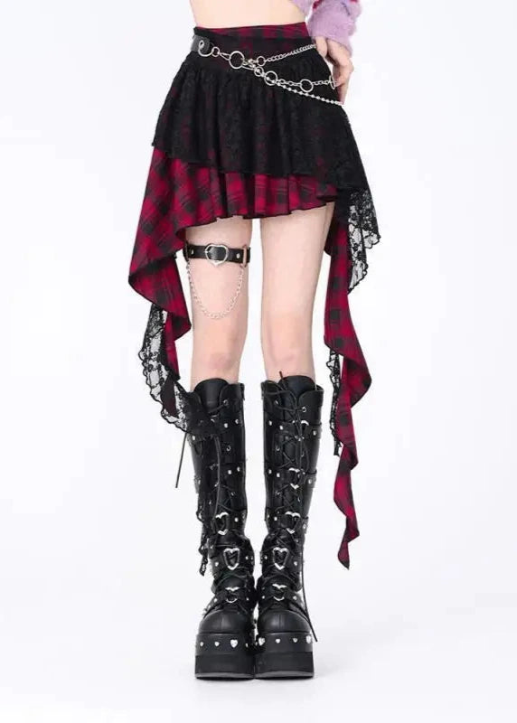 Plaid Punk Mini Skirt Dark Tiger