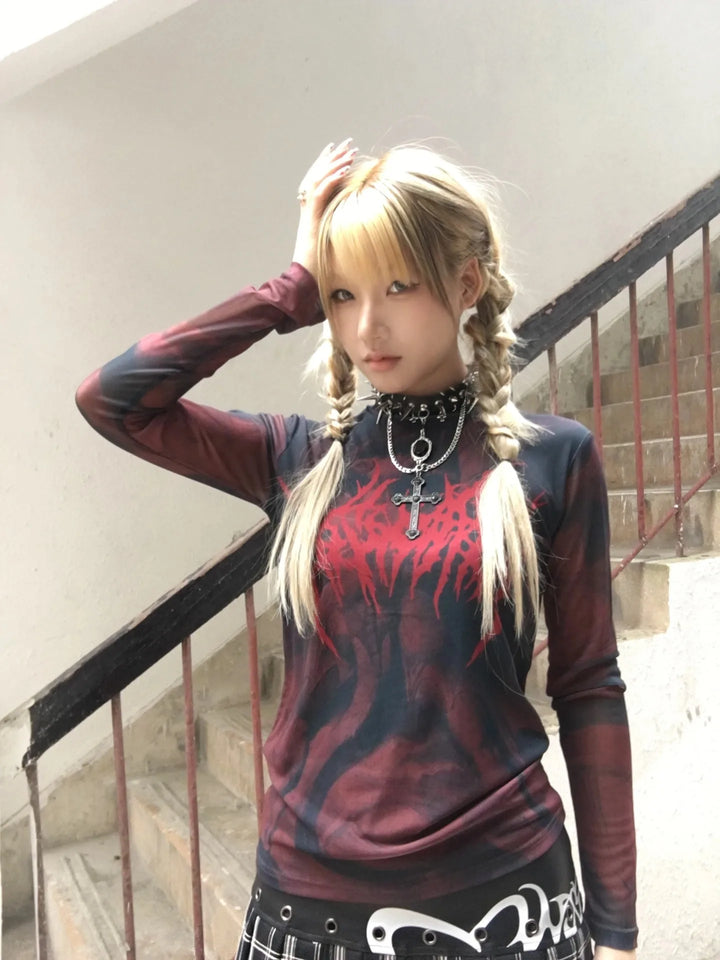 Gothic Vintage Longsleeve Shirt Dark Tiger