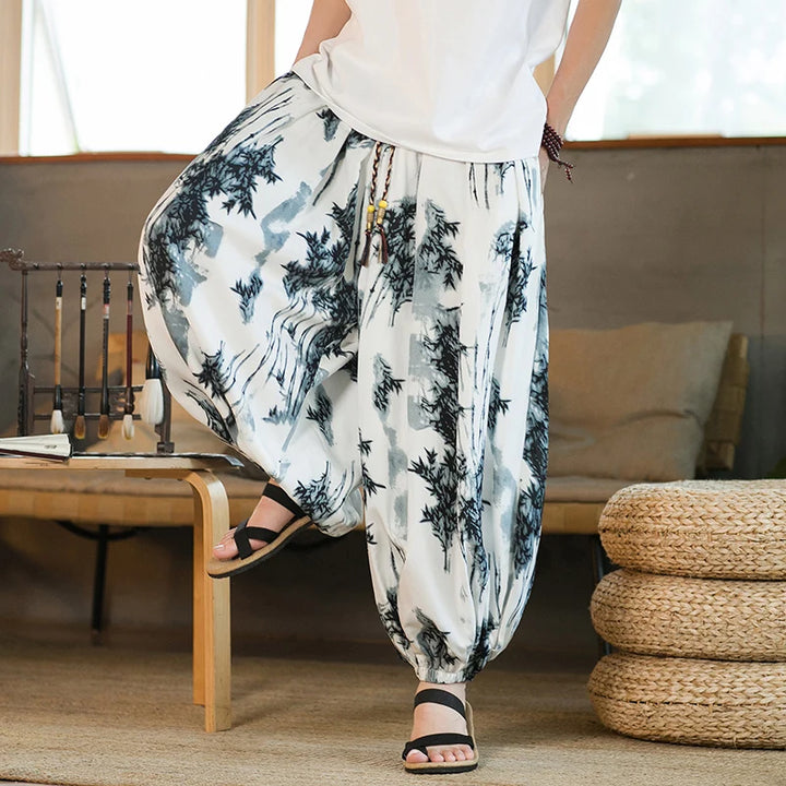 Printed Loose Harem Pants Dark Tiger