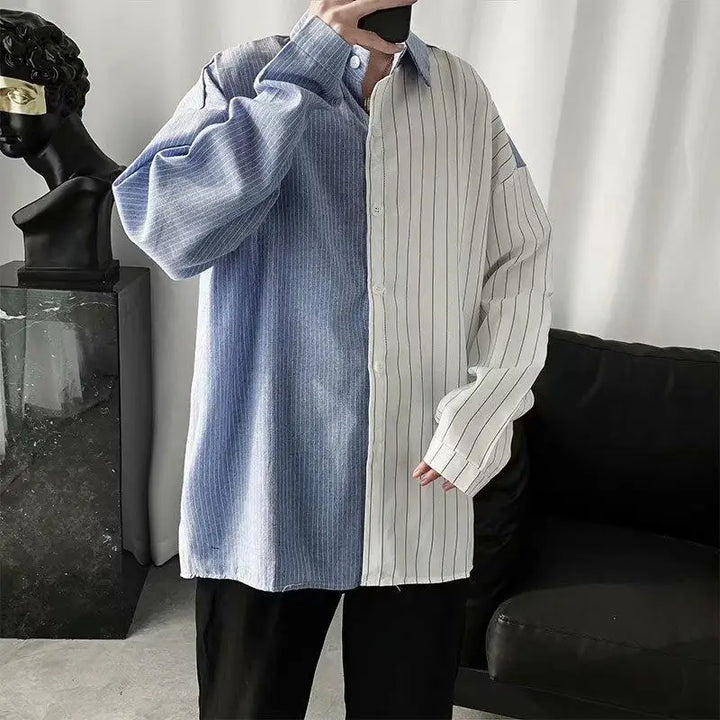 Korean Oversized Striped Shirt Dark Tiger