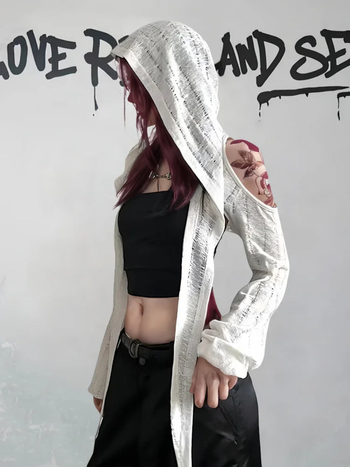 Dark Longsleeved Hooded Cape Dark Tiger