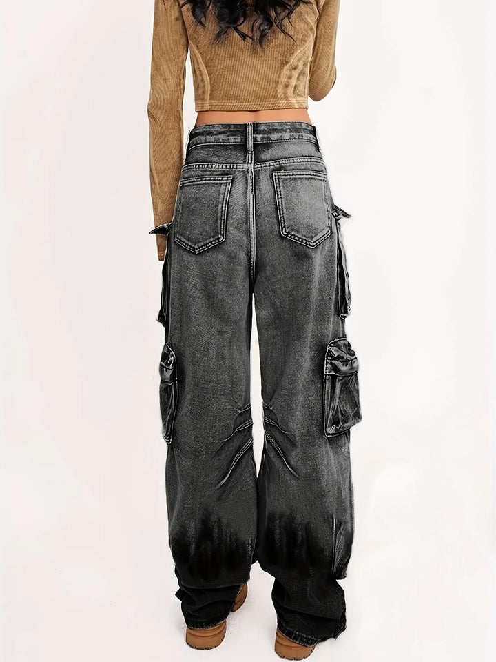 Dark Multi-Pocket Washed Pants Dark Tiger