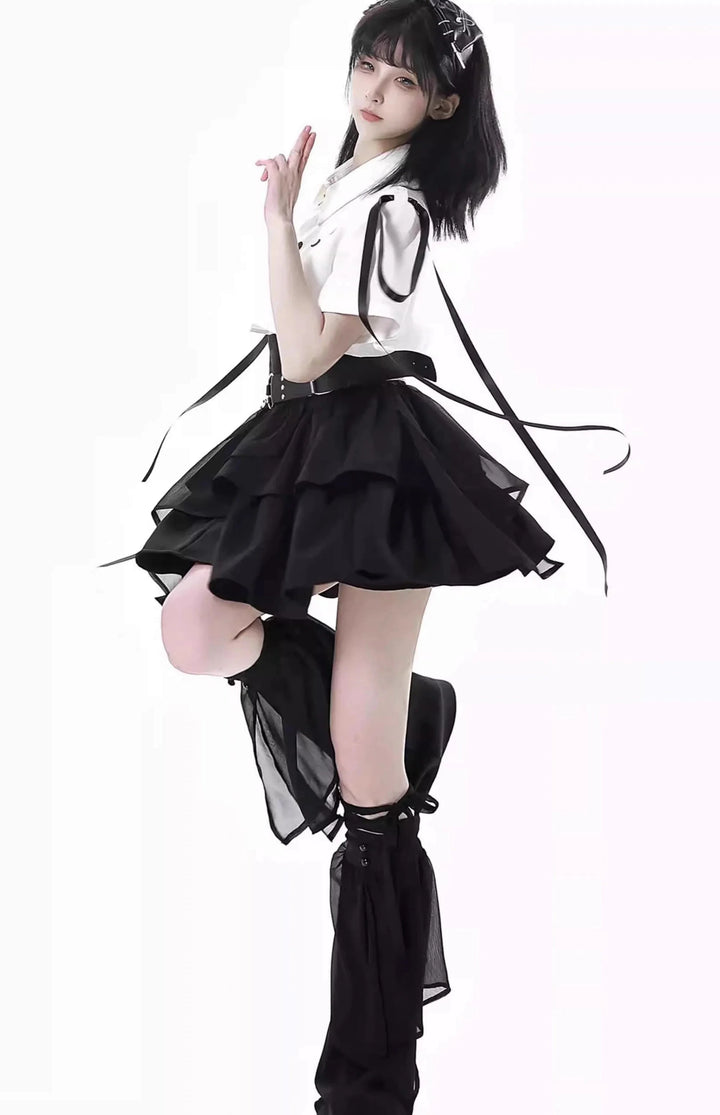 Vintage Outfit Set - Shirt & Skirt Dark Tiger