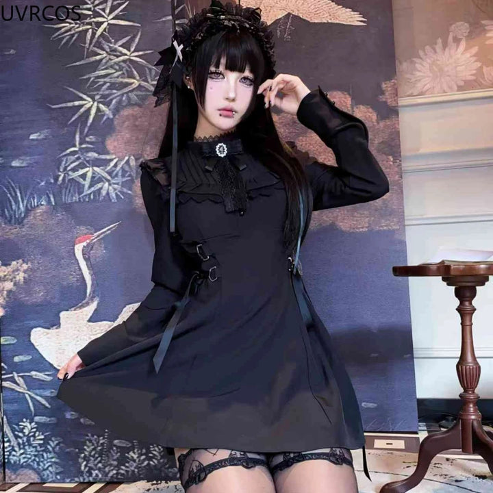 Japanese Gothic Style Mini Dress Dark Tiger