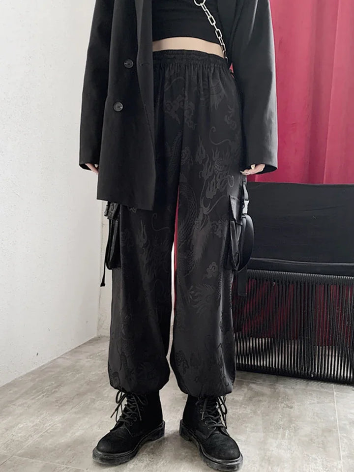 Gothic Loose Cargo Pants Dark Tiger