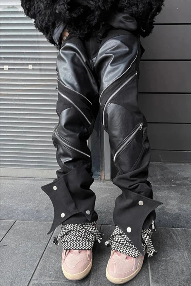 Gothic Slim Leather Pants Dark Tiger