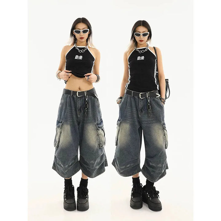 Vintage Denim Cargo Shorts Dark Tiger