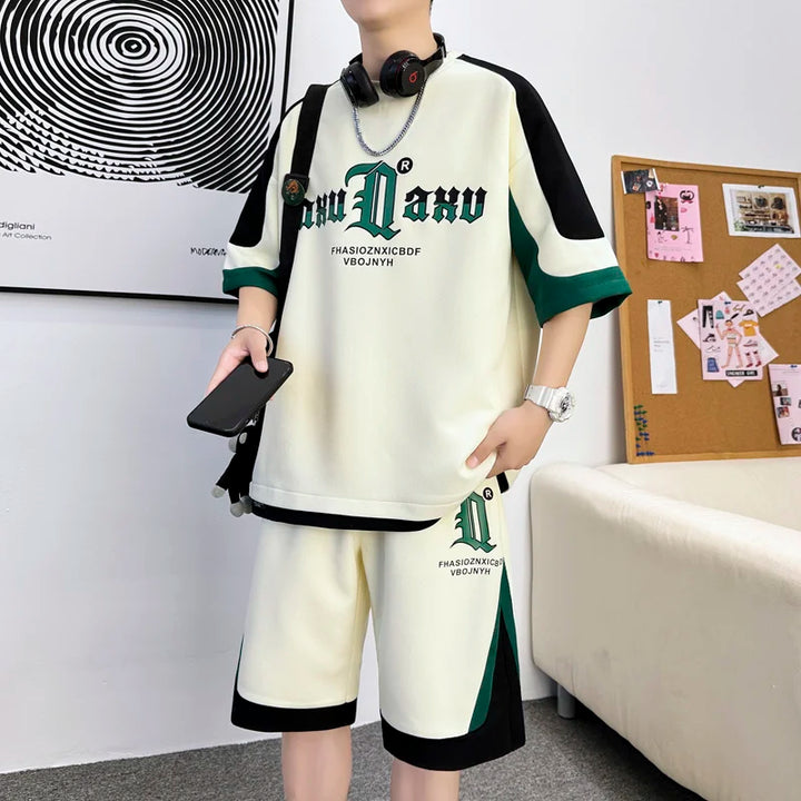 Korean Sports Outfit Set - T-Shirt & Shorts Dark Tiger