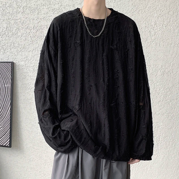 Korean Distressed Oversized Pullover Dark Tiger