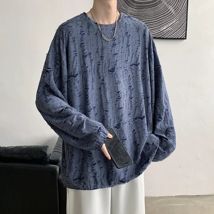 Korean Distressed Oversized Pullover Dark Tiger