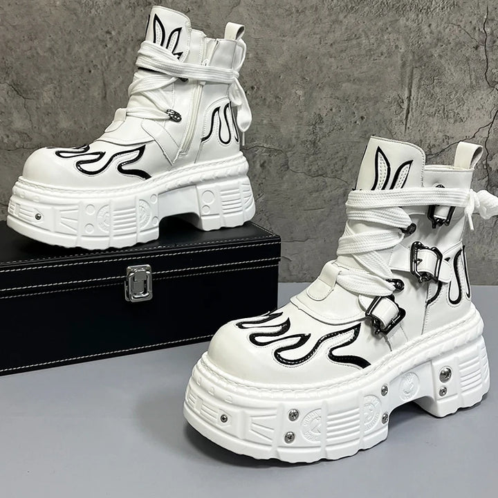 Punk Warm Platfrom Boots Dark Tiger