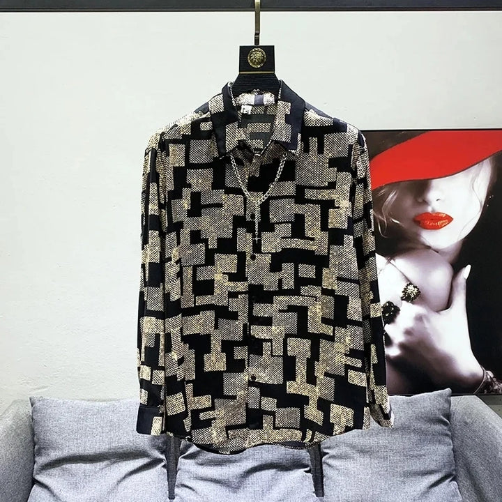 Printed Casual Long Sleeve Shirt Dark Tiger