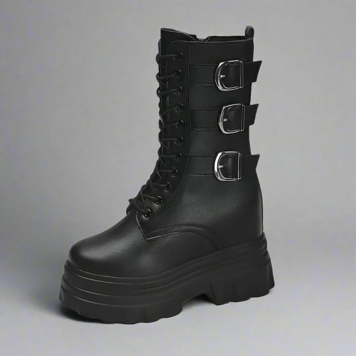 Dark Chunky Motorcycle Boots Dark Tiger